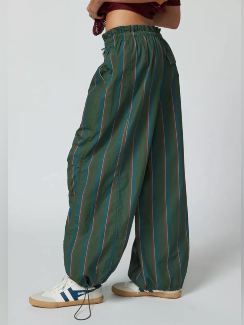 Urban Outfitters Green Striped Wide-Leg Pants - Picture 2 of 5